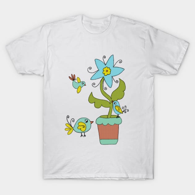 Blumenvögel T-Shirt by Blumchen